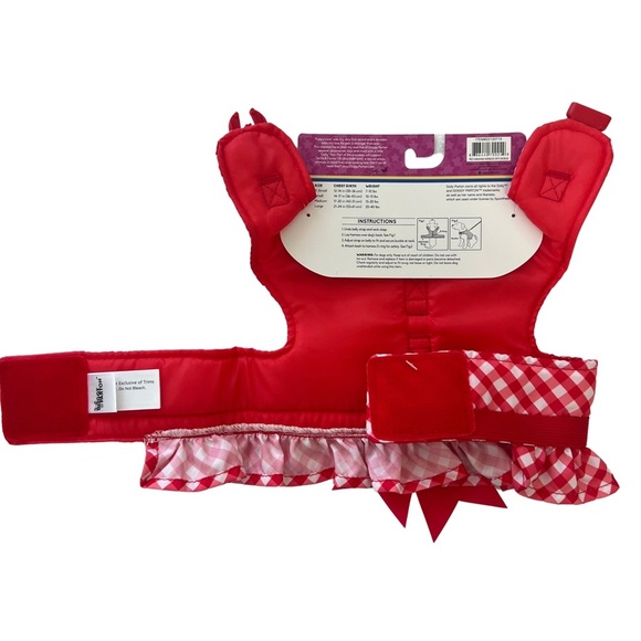 New Dog Harness Country Gingham Red White Gold Butterfly M Medium Doggy Parton - Picture 14 of 17